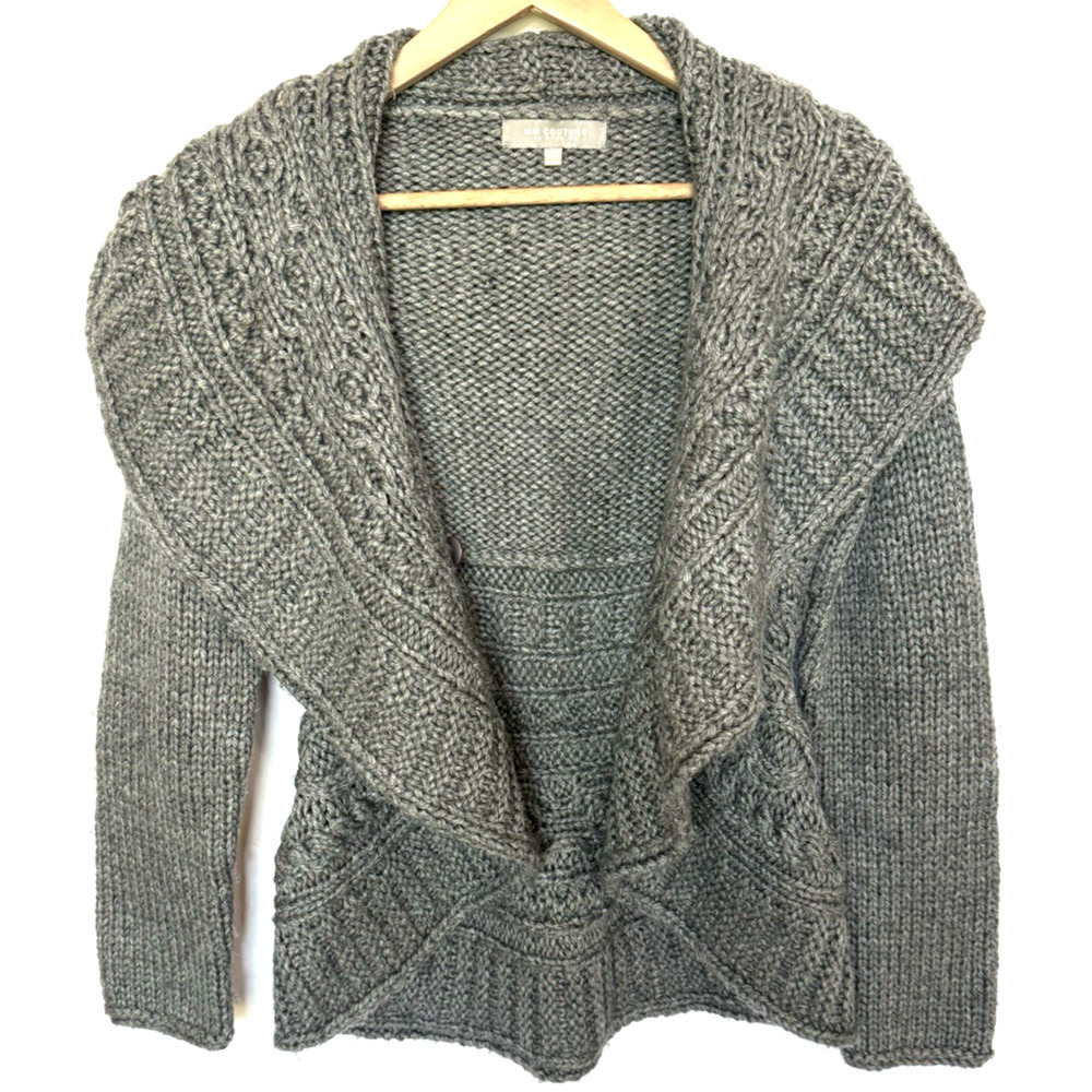 MM Couture Miss Me‎ Womens Wool Chunky Knit Cardigan Sweater Size M Open Boho